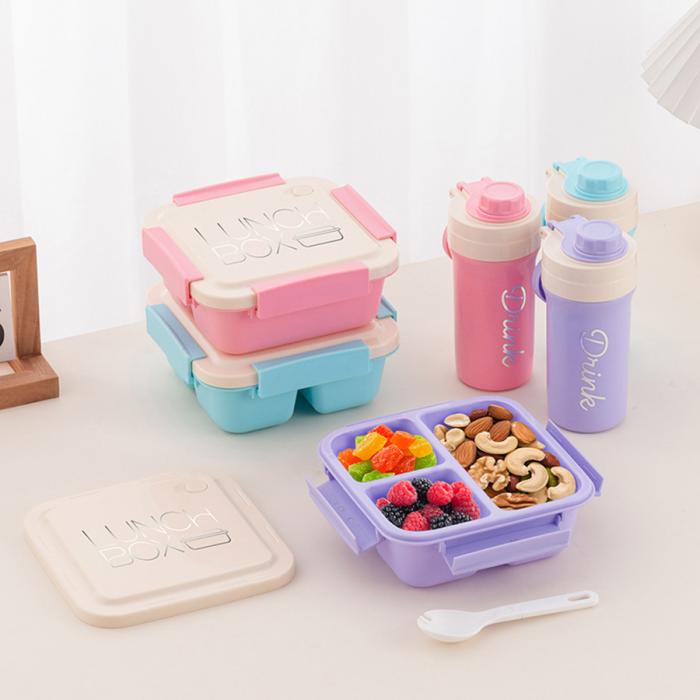 清新方形飯盒水壺套裝